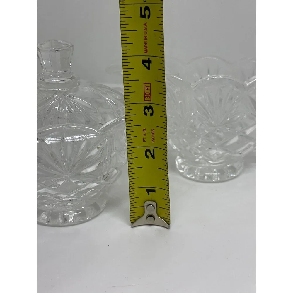 VTG Clear Cut Glass Sugar & Creamer Set | Scalloped Edge Pressed Crystal 4.5
